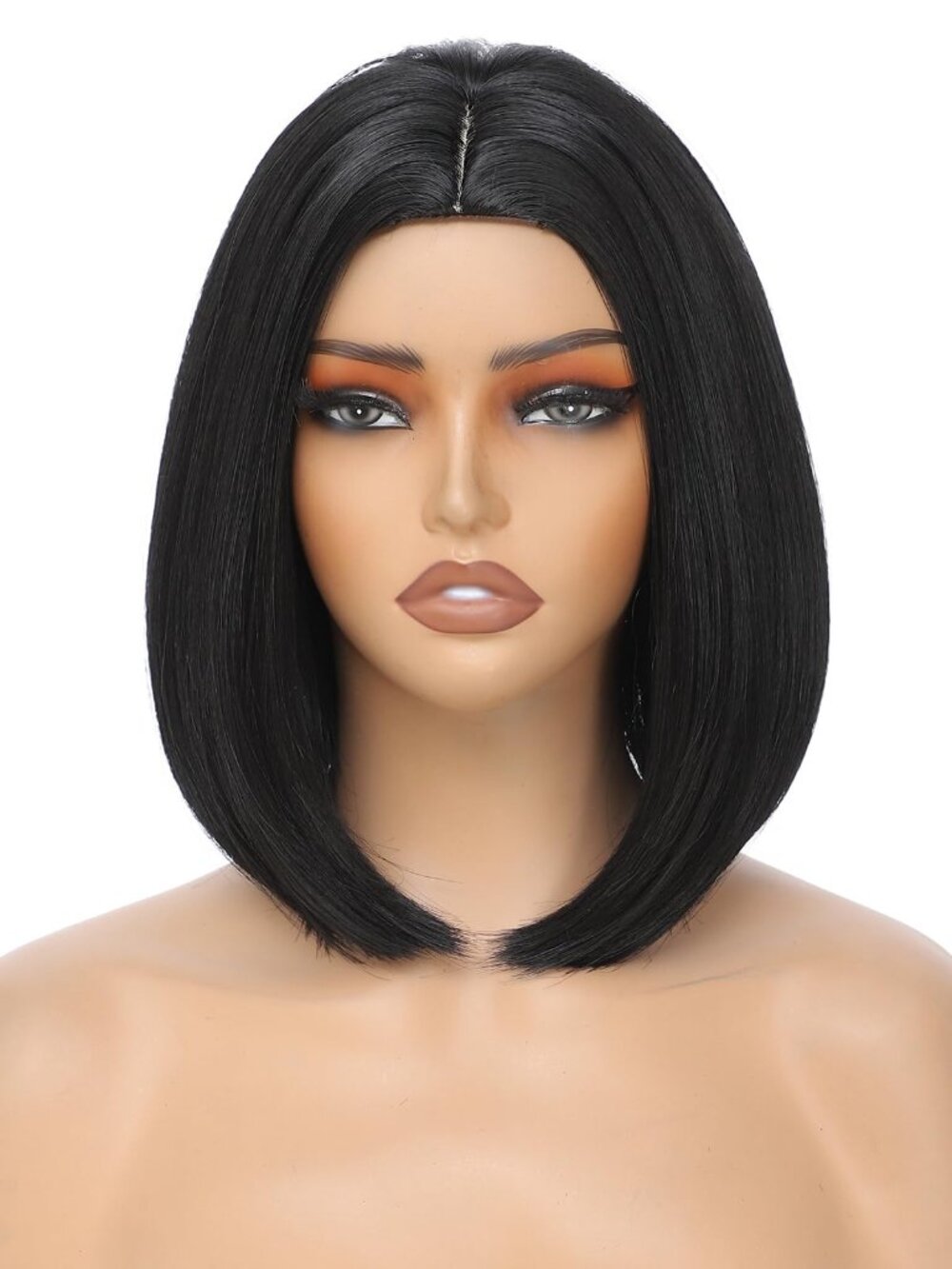 Black Bob Wig for Women 12 Inch Straight Black Wigs Middle Part Heat Resistant